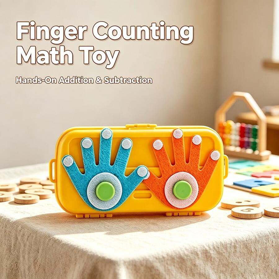 Finger Counting Math Educational Toy, Montessori Addition And Subtraction Learning Toy, Includes Storage Box, Number Blocks And Task Cards, Suitable For Preschool Children Aged 3 And Above