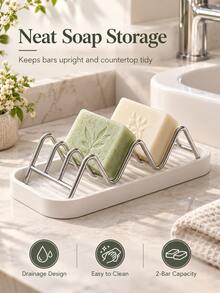 Wavy Design Soap Dish/Rack, Suitable For Bathroom Soap, Kitchen Use Or Countertop Placement (Beside Sink), Can Hold Sponges And Scouring Pads, Quickly Drains Water To Keep Countertop Dry, Sturdy Storage For Sponges And Steel Wool Balls - Multicolor - View 8