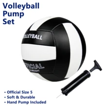 Black & White - Upgraded Volleyball Inflatable Set, Size 5 Soft Volleyball, Durable Beach Volleyball, Suitable For Beginners, Training & Competition, All-Season Use - Black and White - View 6