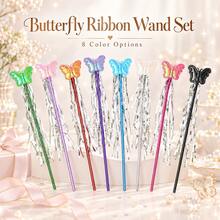 1pc Butterfly Fairy Wand With Shiny Streamers, Colorful Party Prop For Cosplay, Dress Up And Photo Use - Multicolor - View 1