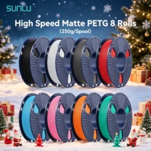 مجموعة خيوط طابعة ثلاثية الأبعاد من SUNLU، 8 لفات بوزن 0.25 كجم لكل منها، PETG، PETG مطفي عالي السرعة، PLA، PLA+، PLA+2.0، PLA مطفي، دقة أبعاد 1.75 ملم ±0.02 ملم، مجموعة بألوان متعددة، مثالية للمبتدئين وكهدية - مشاهدة 1