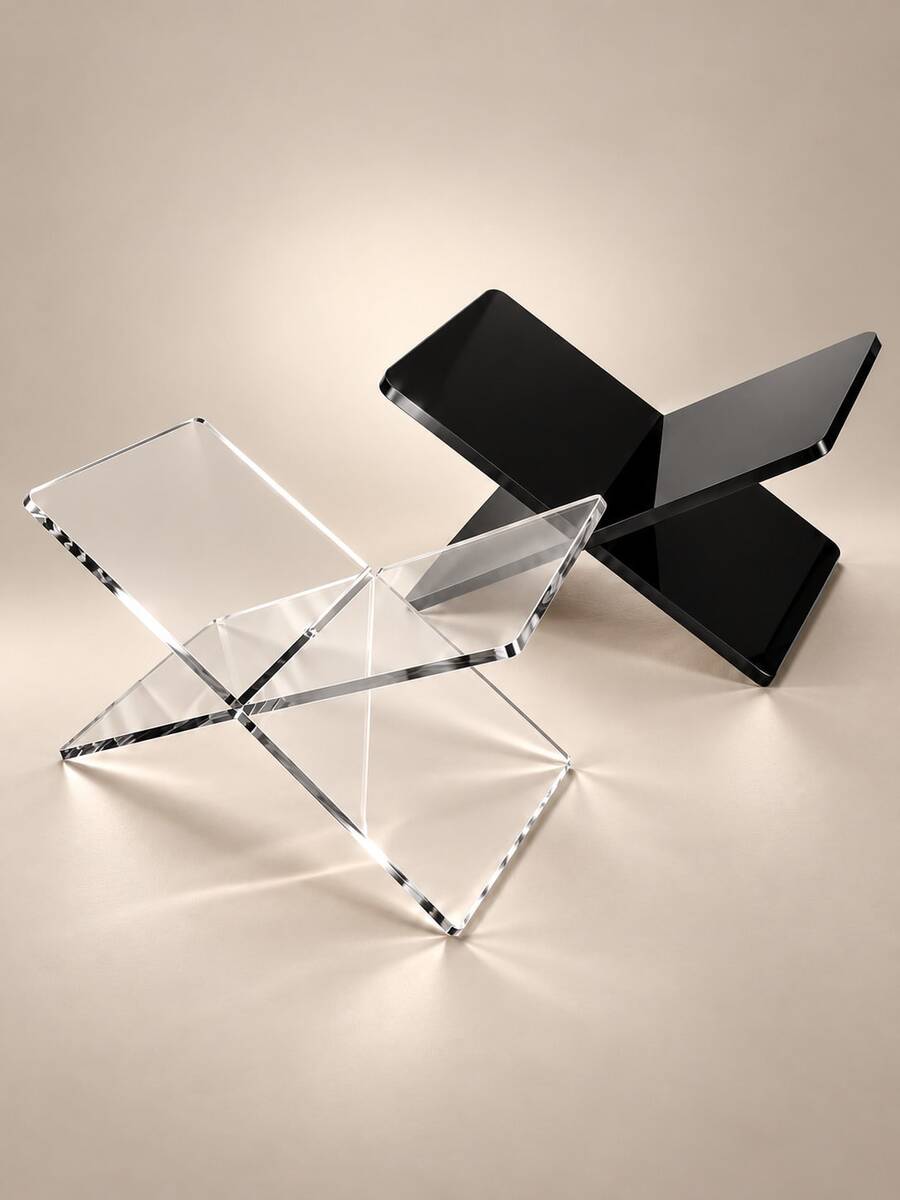1pc X-Shaped Acrylic Bookshelf (Please Remove Protective Film Before Use), X-Shaped Transparent/Black Bookshelf, Desktop Display Stand, Book Tray, Magazine & Book Holder, Creative Acrylic Desktop Decor, Cookbook Stand, Photo Album Display Rack, X-Shaped Textbook & Photo Album Display Rack, Open Bookshelf, Suitable For Displaying And Reading Cookbooks, Art Books, Bibles, Magazines, Etc. - For Home And Office (Transparent, Black)