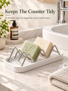 Wavy Design Soap Dish/Rack, Suitable For Bathroom Soap, Kitchen Use Or Countertop Placement (Beside Sink), Can Hold Sponges And Scouring Pads, Quickly Drains Water To Keep Countertop Dry, Sturdy Storage For Sponges And Steel Wool Balls - Multicolor - View 10