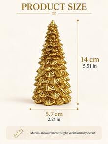 1pc Golden Christmas Tree Tabletop Decoration, Elegant Layered Pine Design, Festive Holiday Centerpiece For Fireplace Mantel, Dining Table, Shelf, Living Room, Office And Winter Home Decor - 1PC - View 6