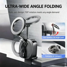 Slouchy Rotating Folding Stand Portable 360° Travel Phone Holder Double-Sided Magnetic Telescopic Clip Foldable Multi-Function Phone Stand Rotating Portable Car Airplane High-Speed Train Desktop Phone Holder - Multicolor - View 5