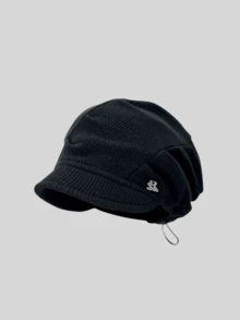1pc Women's Corduroy Knit Hat, Slouchy Newsboy Cap With Adjustable Drawcord, Ribbed Texture, Warm Fall Winter Streetwear For Travel - A - View 12
