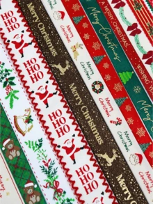 Christmas Ribbon With Santa Traditional Red Green Plaid Xmas Tree Merry Christmas Elk Reindeer Snowflake Bow Bear Mistletoe Pattern For Gift Wrapping Bow Wreath DIY Craft Festive Holiday Home Decor Baking Supply - Multicolor - View 10