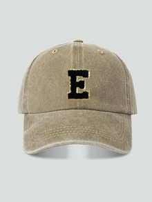 1pc Unisex Vintage Washed Baseball Cap A-Z Letter Print Pattern, Multiple Vintage Colors Available, Soft Texture Adjustable Dad Hat - Khaki - View 31
