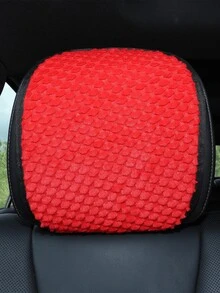 Fan-Shaped Fish Scale Texture Fluffy Plush Car Headrest Cover, Universal Fit, Suitable For Winter, Warm Soft Faux Fur Car Headrest Protector, Elastic Easy Installation, Anti-Dirt Car Interior Decoration Accessory - Fan-shaped Fish Scale - View 6