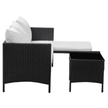 JMYXF 3 Seater Rattan Garden Furniture Sets Garden Table And Chairs Set Waterproof, Thick Cushions, Washable Covers, Modular Seating, Easy-Clean, Perfect For Patios Terraces & Decking Areas - Black - View 7