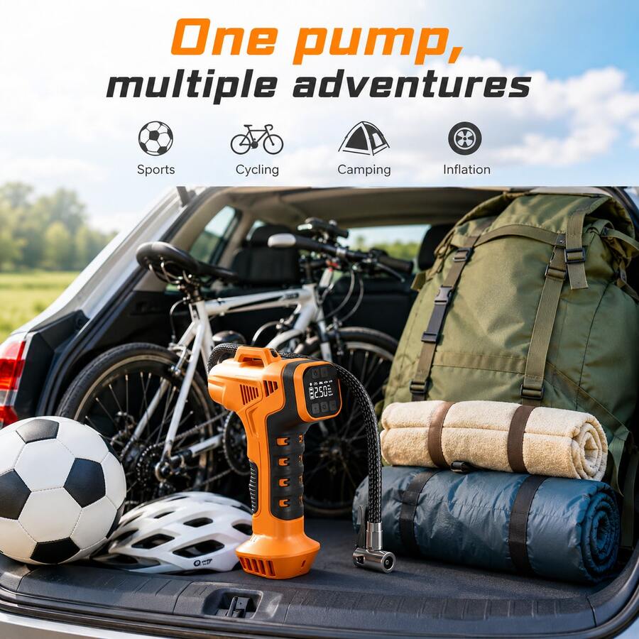 150PSI Portable Air Pump With Digital Pressure Gauge, LED Light, USB Charging And Rechargeable Lithium-Ion Battery, Wireless Design, Suitable For Cars, Bicycles, Motorcycles And Sports Balls, 1500mAh