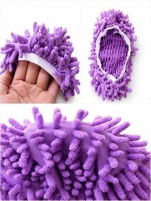 1 Pair Chenille Microfiber Mop Slippers, Elastic Floor Cleaning Shoe Covers, Hands-Free Dusting, Washable And Reusable, Suitable For Home And Dorm Hardwood Floors, Tile Floors - Multiple Styles and Colors - View 9