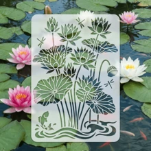 1pc Peony & Koi Fish Painting Hollow Stencil, Reusable & Washable, Suitable For Handmade Projects, Coloring Tools, Scrapbooking, Handmade Books, Birthday & Graduation Gifts, Greeting Cards, Journals, Photo Albums, Wall Decor - Sets - View 4