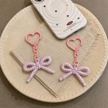 4/5/11pcs Cute Resin Bow Keychains, Colorful Plaid & Polka Dot Bow Bag Charms, Adorable Style Car Key Fobs, Sweet Fashionable Backpack Decor Gift, Suitable For Girls - Polka Dot Bow - View 5