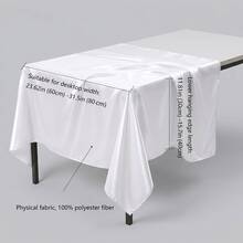 1pc White Satin Tablecloth, Wrinkle & Stain Resistant, Washable - Suitable For Home, Wedding, Party, Cafe, Picnic, Rectangular Shape, Multiple Sizes Available, Aesthetic Home - White - View 16