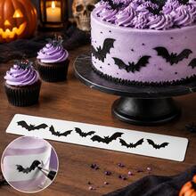 Halloween Cake Stencils Reusable Long Cake Border Templates Bat Spider Tombstone Witch Pattern Cake Side Decorating Stencils For Baking - White - View 4