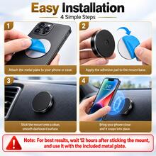 1pc Magnetic Car Phone Mount, Magnetic Mobile Phone Holder For Car, Strong Magnetic Hold, 360 Degree Rotation, Compact Low-Profile Design For Dashboard, Nightstand, Wall, Hands-Free Navigation, Road Trip, Fall Travel, Holiday Gift - A8 - View 5