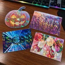Holographic Sticker Paper, Transparent Holographic A4 Vinyl Laminate Film, Clear Overlay Lamination Sticker Paper Self Adhesive Waterproof, 21*200cm/400cm (Gem) - A - View 4