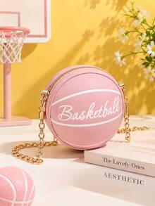 XD Cute Versatile Mini Shoulder Bag With Letter And Basketball Pattern, Metal Chain Strap, Convenient For Travel And Crossbody Wear, Suitable As Gifts For Children On Thanksgiving/Valentine's Day/Halloween - Multicolor - View 3