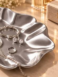 1pc Modern Silver Wavy Edge Decorative Storage Tray, Elegant Vanity Jewelry Organizer Box, Suitable For Rings, Bracelets, Earrings, Bedroom Bathroom Desktop Decor Storage Dish, Wedding Bridesmaid Gift, Room Decor, Jewelry Storage, Home Decor - Multiple Styles - View 7