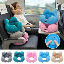 Portable Compressible Inflatable Neck Pillow, Travel Neck Support Pillow, Suitable For Airplane And Nap Inflatable Air Neck Rest - Multicolor - View 2