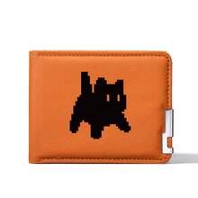 1pc Pixel Cat Pattern PU Leather Multi-Slot Bifold Minimalist Men's Short Wallet, Suitable For Young Men's Daily Use - Multicolor - View 7