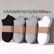 20/15/10/5/1 Pair Men's Minimalist Solid Color Low-Cut Socks, Moisture-Wicking & Breathable, Invisible Socks, Suitable For All Seasons - Multicolor - View 22