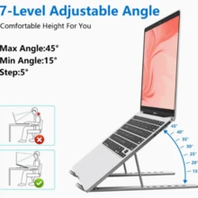 Aluminum Alloy Portable Laptop Stand, X-Shaped Stable Load-Bearing Support, Silicone Anti-Slip & Anti-Scratch Protection, Hollow Design For Accelerated Heat Dissipation, 7-Level Height & Angle Adjustment, Foldable Lightweight Easy-To-Carry Desktop Riser For Students And Office - View 3