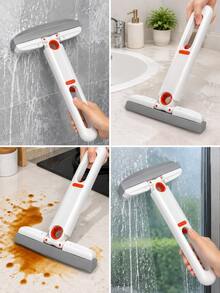 4pcs/1set (1 White Handle + 3 Mop Heads) Mini Mop With Self-Squeeze Mechanism, Portable White Synthetic Fiber Cleaning Tool, Suitable For Home, Living Room, Bedroom, Furniture And Window Cleaning, Window Cleaning Tool, Modern Mini Mop, Compact Design - Multiple Styles and Colors - View 4