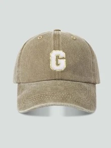 1pc Unisex Vintage Washed Baseball Cap A-Z Letter Print Pattern, Multiple Vintage Colors Available, Soft Texture Adjustable Dad Hat - Khaki - View 30