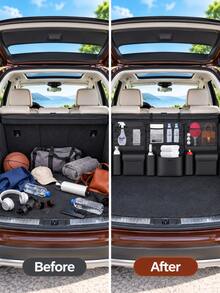 Car Trunk Storage Organizer Bag, Hanging Rear Seat Back Storage Bag, 1/2/3pcs Multi-Pocket Cargo Storage Bag With Mesh Pockets And Large Flap Pocket, 25 X 45 Cm, Rear Seat Storage Organizer Bag, Suitable For SUV, Sedan, Hatchback Car Trunk Storage, Interior Accessories - A - View 9