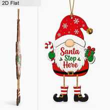 2D Flat Wooden Hanging Ornament, Santa Claus Red Hat Candy Cane Gift Box Design, Front Door Window Christmas Tree Decoration, Winter Holiday Gift, Suitable For Family And Friends, Christmas Home Party Hanging Decor - Multicolor - View 6