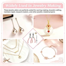 1/3/4pcs Pink Jewelry Pliers Set, Smooth Pointed Nose Pliers Without Teeth, No Blade Pliers, Handmade DIY Wire Wrapping Beading Jewelry Making Tools Including Ring Opener Tweezers - Pliers - View 6