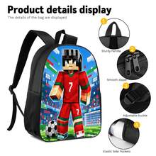 No. 7 Red Jersey Football Player 2D Print 3 Pieces Backpack Set, Large Capacity Backpack With Crossbody Bag And Pencil Case, Side Elastic Mesh Pocket Water Bottle Holder, Wide Breathable Adjustable Shoulder Straps, Retro Game Style Sports Theme Daily Commute Travel Casual Storage Bag - Printed Bag - View 5