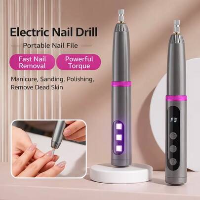 Lima de uñas eléctrica recargable, herramienta profesional portátil para uñas acrílicas, de gel y pulido, diseño inalámbrico, herramienta de alta velocidad adecuada para salón y hogar, excelente regalo para mujeres