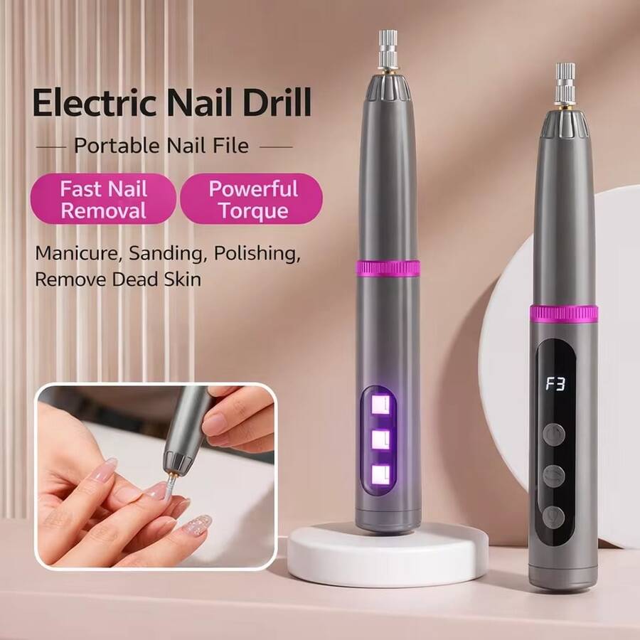 Rechargeable Electric Nail File, Professional Portable Acrylic, Gel Nail And Polishing Tool Wireless Design, High-Speed Tool Suitable For Salon And Home, Great Gift For Women - Multicolor - View 1