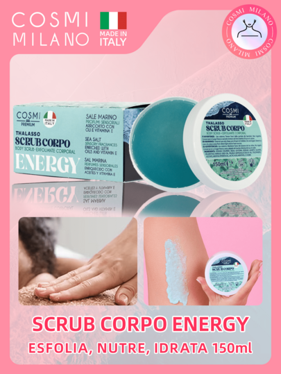 COSMI MILANO Made In Italy Scrub Corpo Thalasso 150ml Rimuove le cellule cutanee morte, per una pelle del corpo più levigata. Esfoliante Sale Marino, Cura Corpo, Home Spa Autunno‑Inverno, Idea Regalo