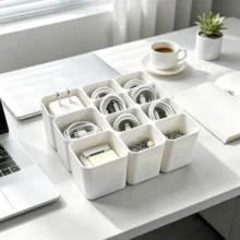 New 11-Compartment USB Cable Organizer/Tray, An Essential Accessory For Organizing Electronic Devices, A Desktop Drawer-Style Cable Organizer Suitable For Home And Office Use. - Multicolor - View 8