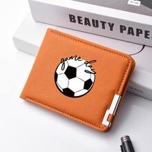 1pc Game Day Football Pattern PU Leather Multi-Slot Bifold Minimalist Men's Short Wallet, Suitable For Football Fans Daily Use - Multicolor - View 4