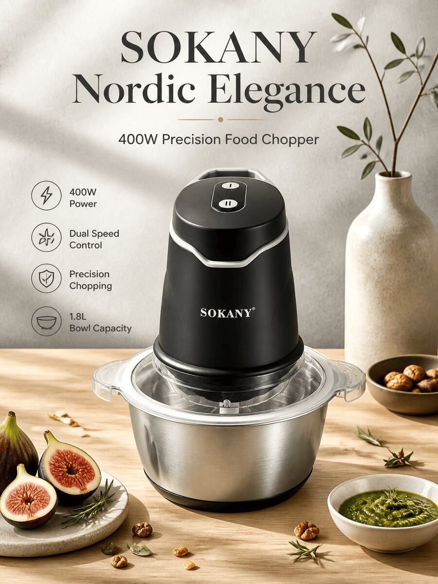SOKANY SONAKY7020 400W Multi-Function Stainless Steel Meat Grinder Blender, Dual Layer 4-Blade, Can Chop Meat/Vegetables/Ice/Juice/Sauce, 2L Capacity, Suitable For Home/Kitchen/Restaurant - View 1