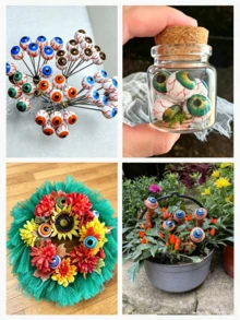 5/10 Random Acrylic Colored Eyeball Alloy Skull Set, Suitable For Home Decor Making, Necklace Bracelet Earring DIY Accessories, Bag Pendant, Micro Landscape Creative Decoration, Party Small Gift Handmade - Multicolor - View 10