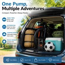 150PSI Portable Air Compressor, Tire Inflator, Car Jump Starter, With Tire Pressure Gauge And LED Display - 3x Speed One-Key Smart Wireless Tire Inflator, USB Powered, Rechargeable Battery - A - View 5