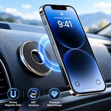 Upgraded Car Magnetic Phone Holder, Strong Magnetic Attachment Stable No Shake 360° Rotation Navigation Bracket, Fits Instrument Panel Air Vent, Universal Design Quick Installation One-Handed Operation Multi-Scene Applicable - A - View 7