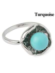 1pc Healing Natural Gemstone Crystal Ring For Women Men Silver Color Opening Lotus Leaf Adjustable Rings Wedding Fashion Jewelry Gift G776 - Ring - View 20
