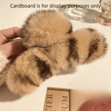 1pc Premium Plush Hair Claw Clip, Fuzzy Hair Claw For Women, Back Of Head Updo Hair Accessory, Autumn Winter - Multicolor - View 11