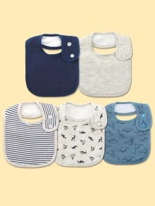 5 buah Celemek Bayi Unisex, Cocok untuk Bayi yang Tumbuh Gigi dan Mengeluarkan Air Liur, Untuk Bayi Laki-laki dan Perempuan - Warna Campuran - View 7