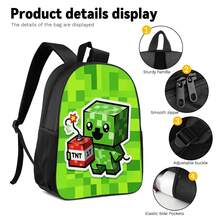 Pixel Block Chibi Character 2D Print 3 Pieces Backpack Set, Large Capacity Backpack With Crossbody Bag And Pencil Case, Side Elastic Mesh Pocket For Water Bottle, Wide Breathable Adjustable Shoulder Straps, Retro Game Style Cute Daily Commute Travel Casual Storage Bag - Printed Bag - View 4