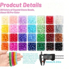 40/28 pcs Manik-manik Campuran Warna 6mm untuk Gelang, Kalung, Rantai Ponsel DIY, Kerajinan Tangan Kreatif, Aksesori Perhiasan Buatan Tangan Desain Unik - MultiWarna - View 7