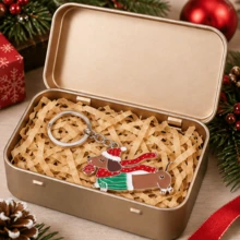 Christmas Dachshund Keychain Gift Set, Enamel Dog Key Ring With Metal Gift Tin & Shredded Paper Filler, Festive Holiday Charm For Backpack, Handbag, Keys & Gifts - View 8
