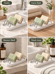 Wavy Design Soap Dish/Rack, Suitable For Bathroom Soap, Kitchen Use Or Countertop Placement (Beside Sink), Can Hold Sponges And Scouring Pads, Quickly Drains Water To Keep Countertop Dry, Sturdy Storage For Sponges And Steel Wool Balls - Multicolor - View 5
